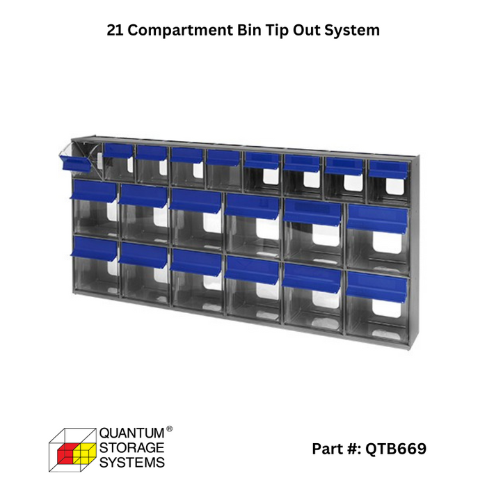 Quantum QTB669 21 Compartment Bin Tip Out System Gray