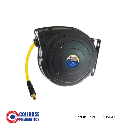 Coilhose Pneumatics Yellow Belly PVC Hybrid Hose Reel, 3/8" ID x 50’, 1/4” MPT