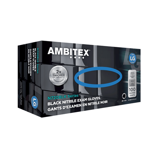 Ambitex 6mm Black Nitrile Powder-Free Gloves (100/Box) - Custom Dealer Solutions-NLG720BLK
