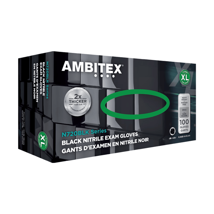Ambitex 6mm Black Nitrile Powder-Free Gloves (100/Box) - Custom Dealer Solutions-NXL720BLK