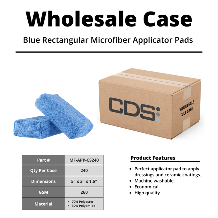 Blue Rectangular Microfiber Applicator Pads [Case of 240] - Custom Dealer Solutions-MF-APP-CS240