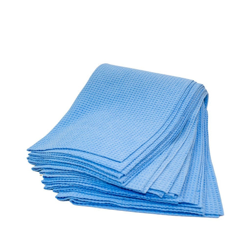 Edgeless Waffle Weave Glass Towels (Blue) - 12 Pack - Custom Dealer Solutions-MFW00SELB