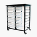 Mobile Bin Storage Unit - Double Row w/ Large Clear Bins - Custom Dealer Solutions-MBS-DR-8L-CL