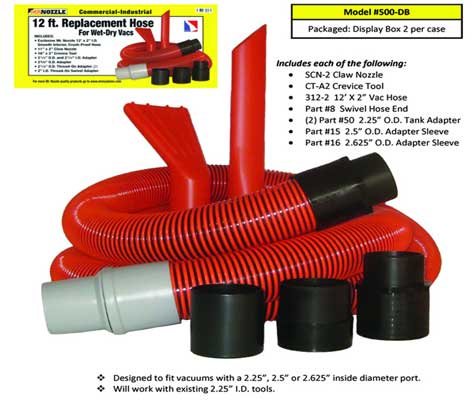 Mr. Nozzle™ 12' x 2" Vacuum Hose Replacement Kit - Custom Dealer Solutions-M-500-DB