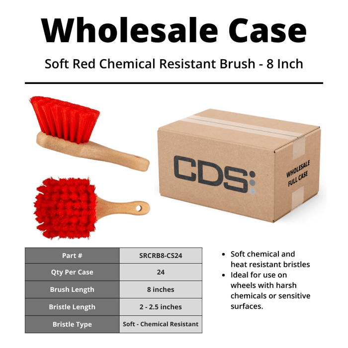 Soft Red Chemical Resistant Brush - 8 Inch [Case of 24] - Custom Dealer Solutions-SRCRB8-CS24