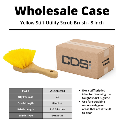 Yellow Stiff Utility Scrub Brush - 8 Inch [Case of 24] - Custom Dealer Solutions-YSUSB8-CS24